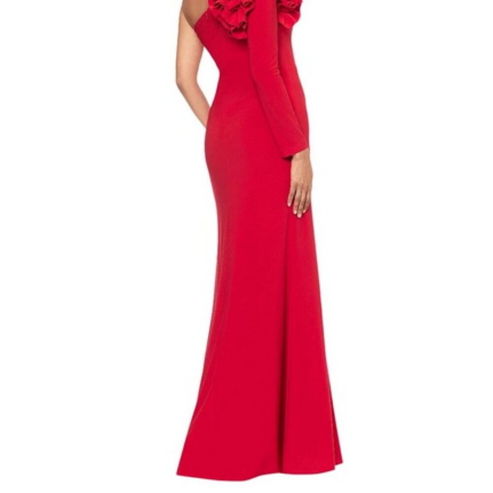 Xscape Red Ruffle One-Shoulder Gown - Picture 3 of 3